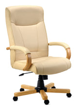 Knightsbridge Bonded Leather Faced Executive Office Chair Cream - 8513HLW DD
